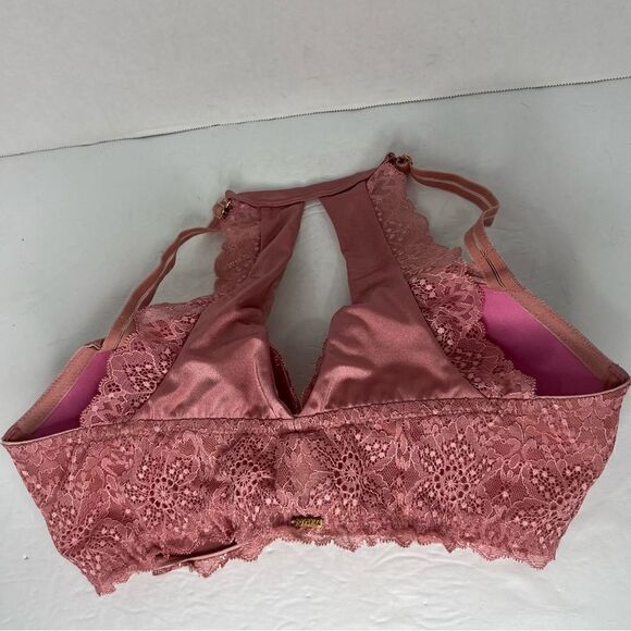 Pink by Victoria Secret Date Push-Up Lace Rose Pink Front  Closure Bra Size 34DD - Picture 3 of 9